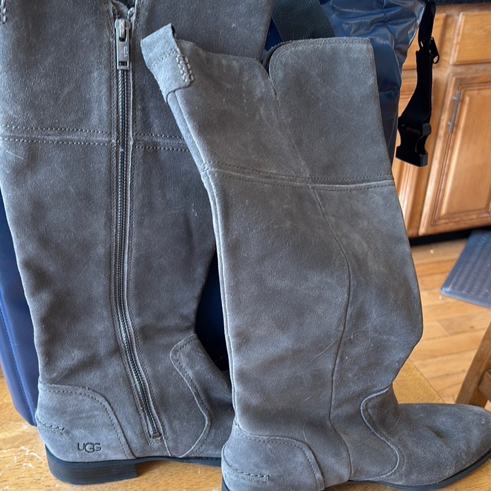 UGG Gray Suede Knee-High Boots